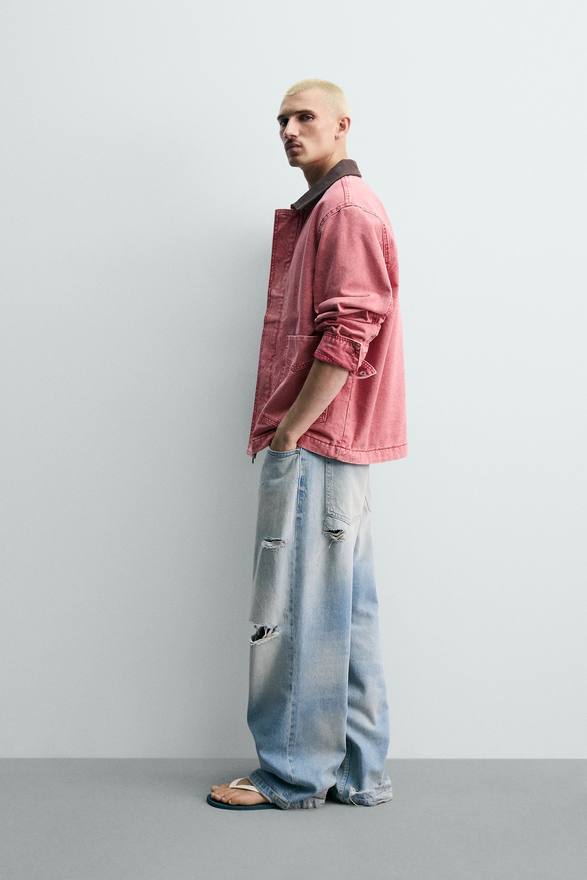 BLOUSON RELAXED FIT LAVÉ À COL CONTRASTE